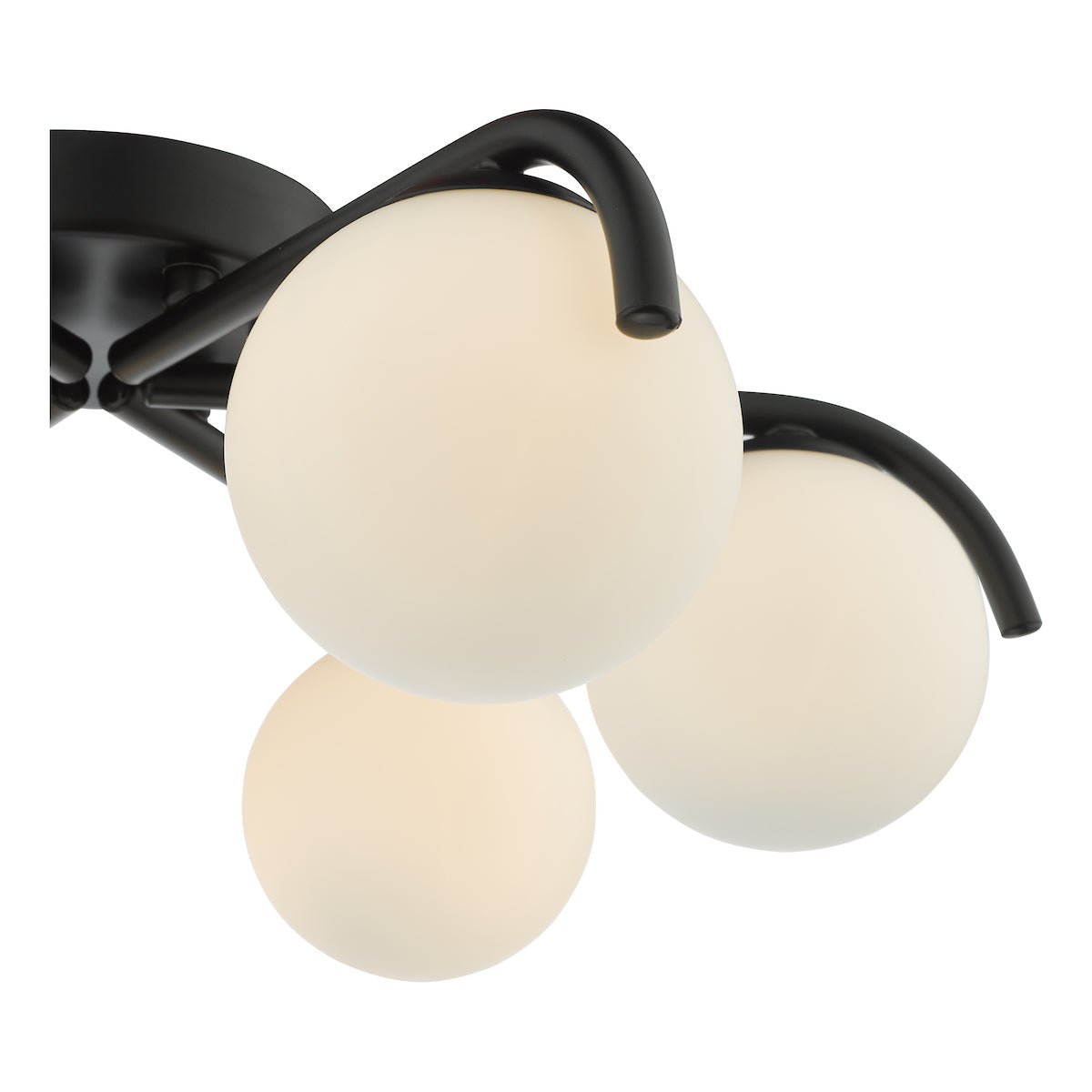 ORLENA 6LT SEMI FLUSH BLACK CW OPAL GLS