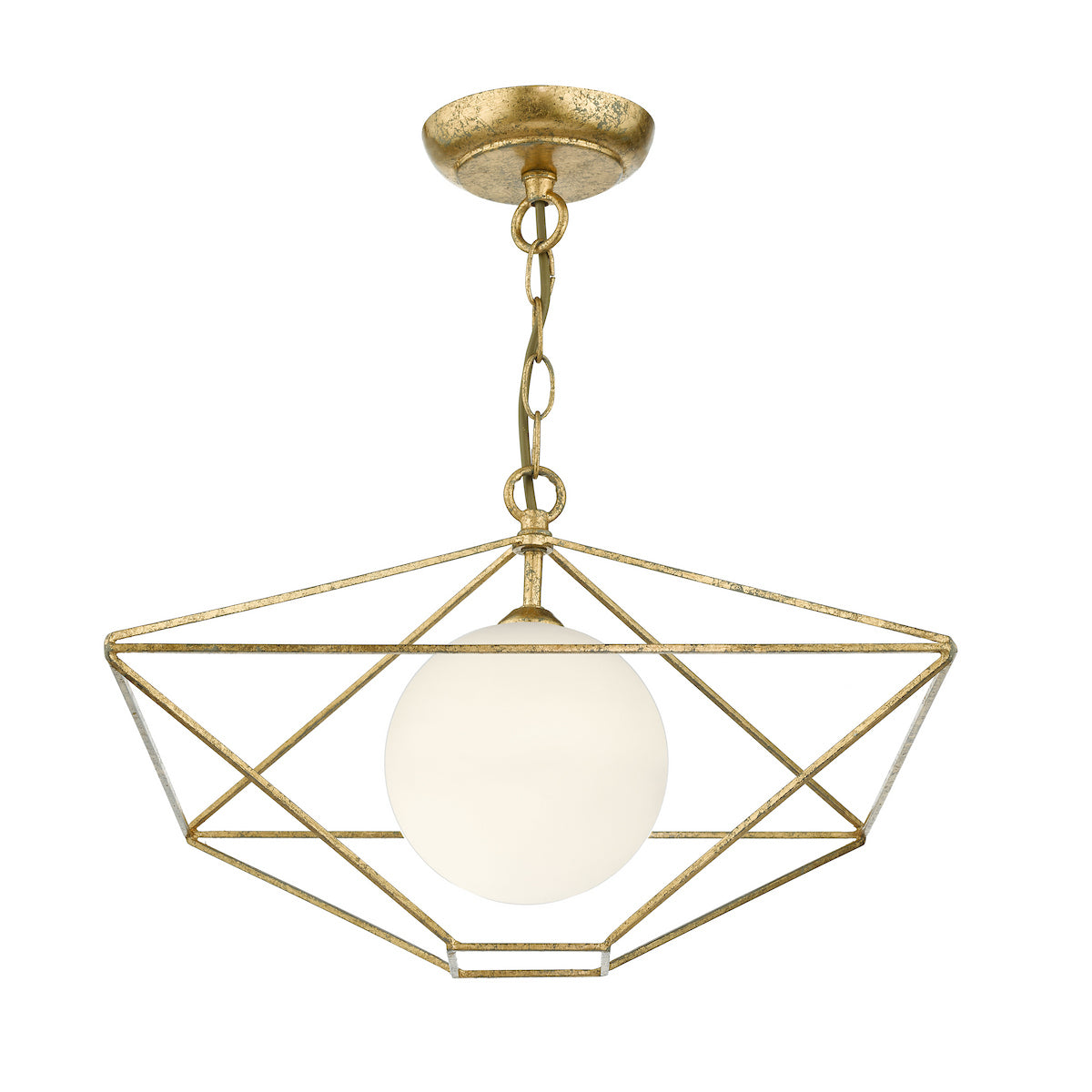 ORSINI 1LT PENDANT ANTIQUE GOLD CW GL SHD