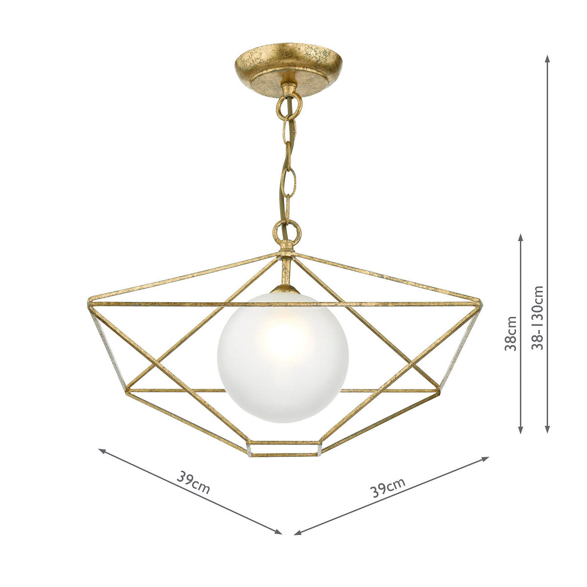 ORSINI 1LT PENDANT ANTIQUE GOLD CW GL SHD