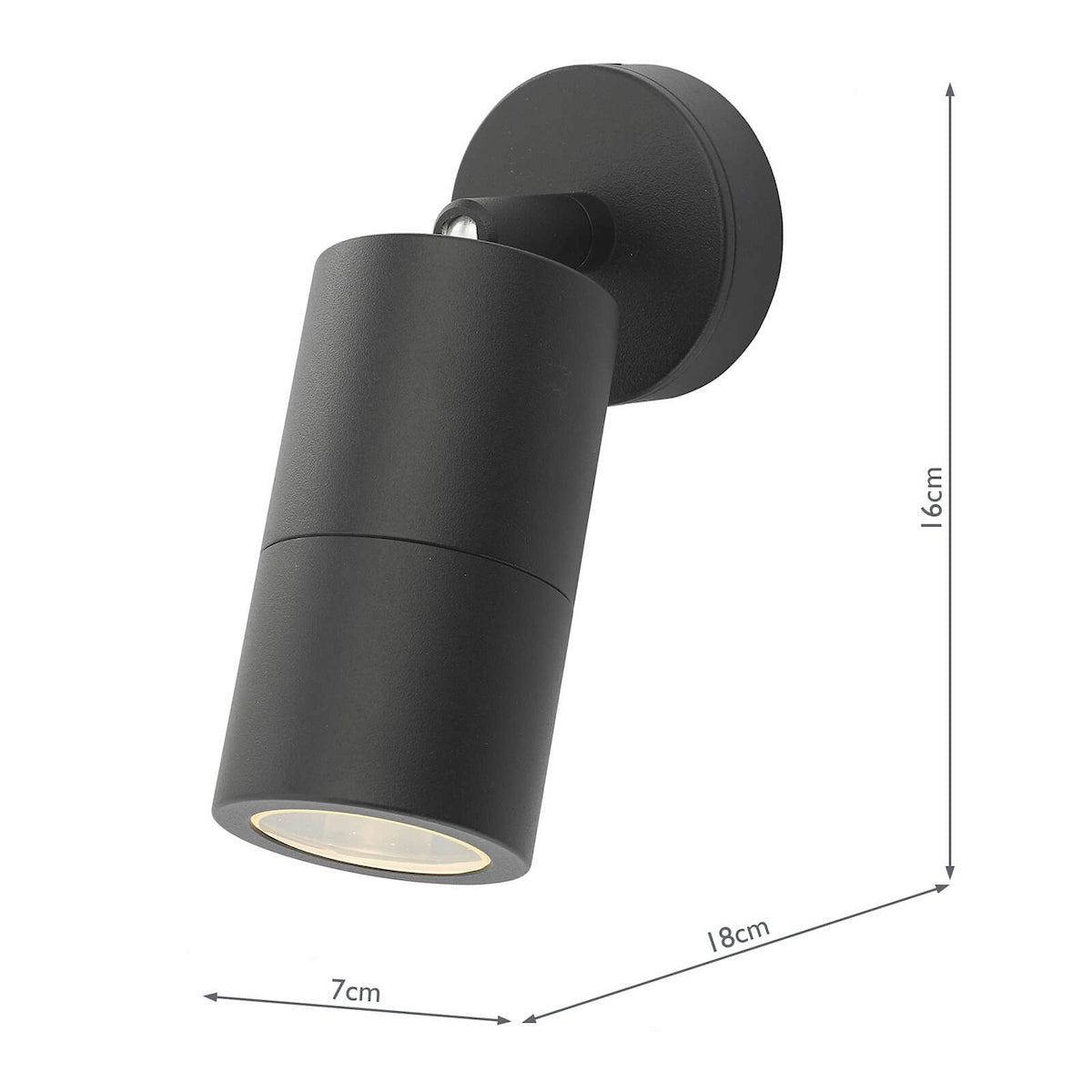 ORTEGA 1LT W/LT BLACK ADJUSTABLE IP65