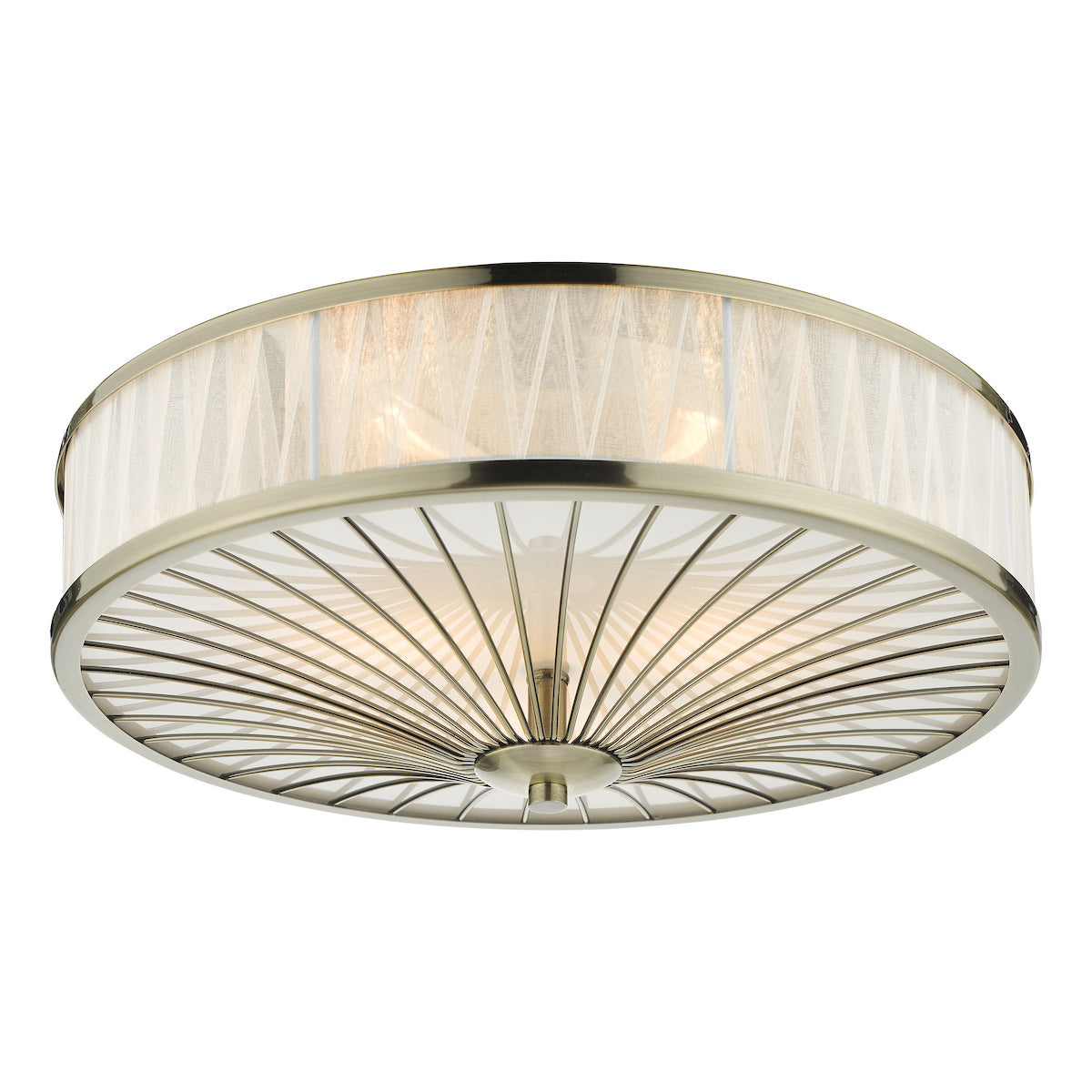 OSLO 3LT FLUSH ANTIQUE BRASS WHITE