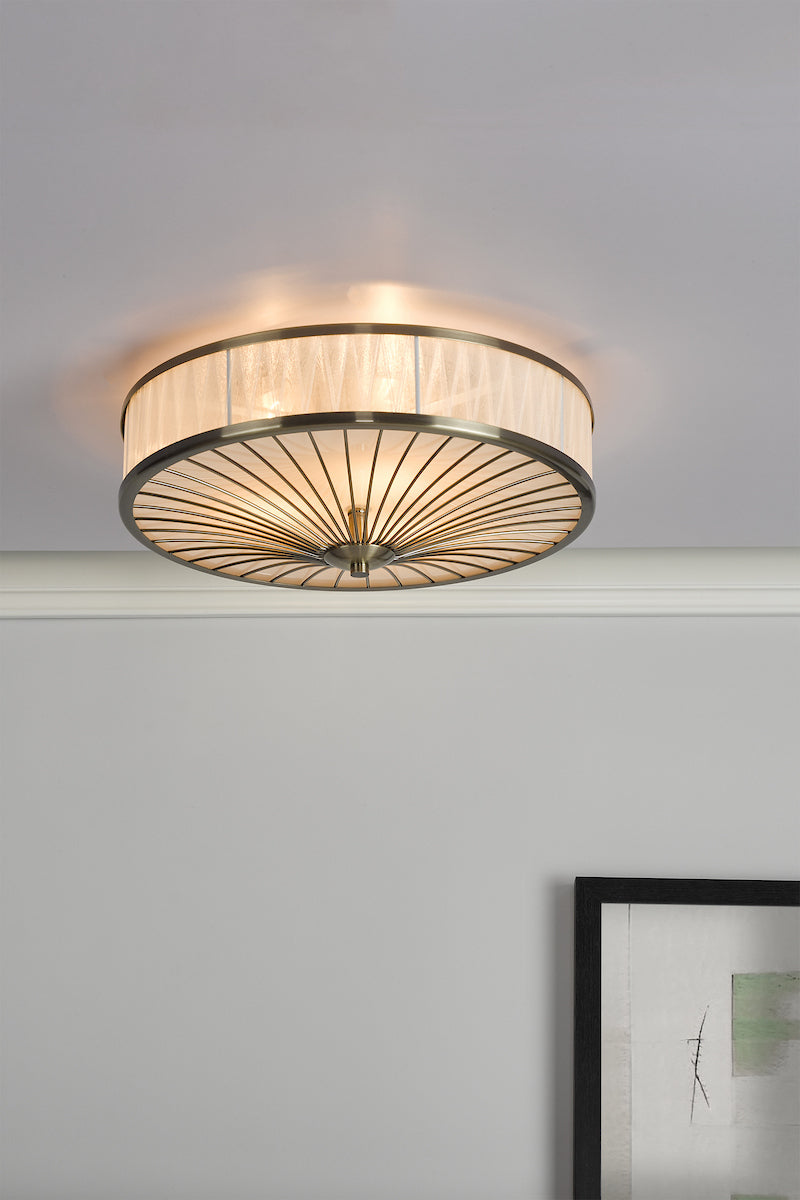 OSLO 3LT FLUSH ANTIQUE BRASS WHITE