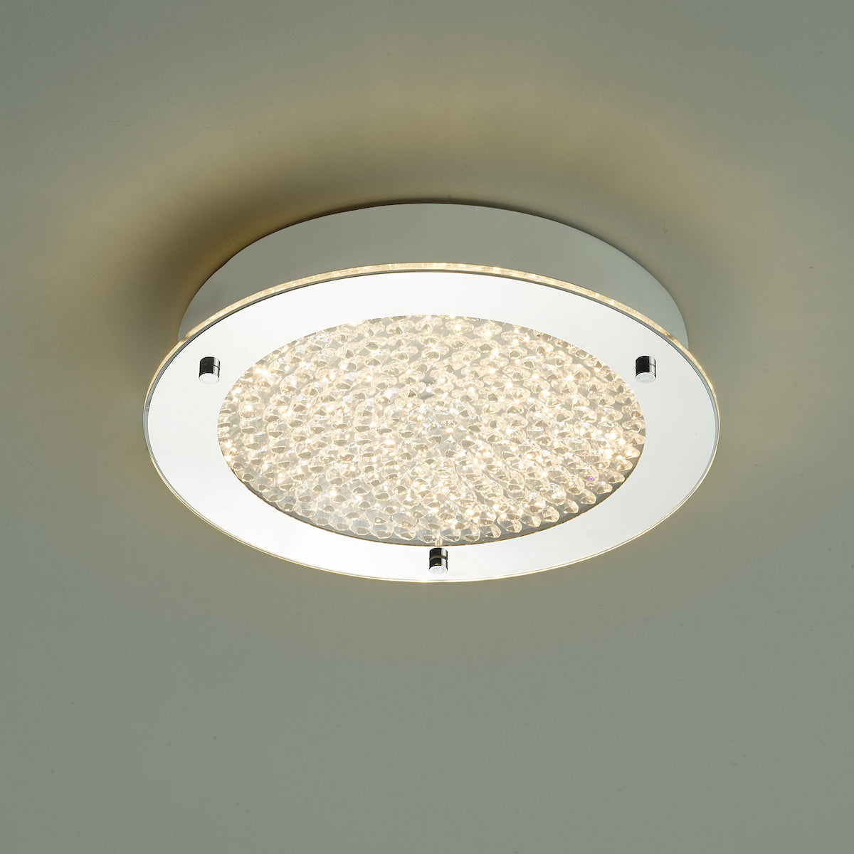 PETA FLUSH POL CHROME CLEAR GLASS LED IP44