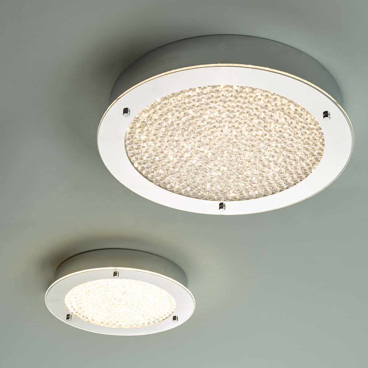 PETA FLUSH POL CHROME CLEAR GLASS LED IP44