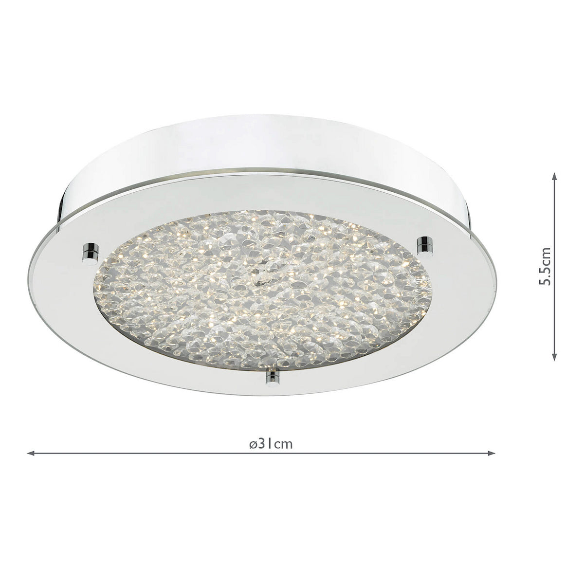 PETA FLUSH POL CHROME CLEAR GLASS LED IP44