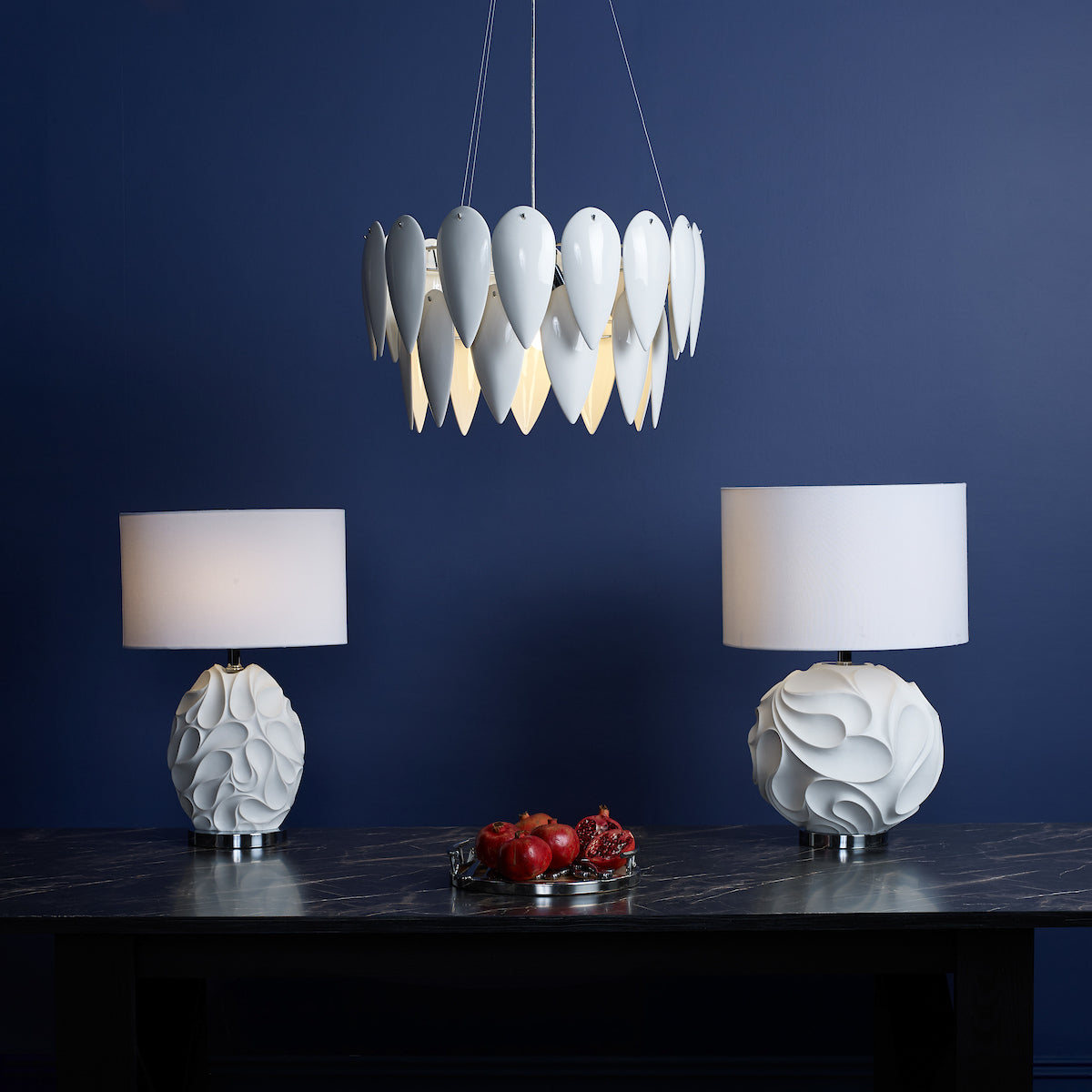 PHILLIPA 3LT PENDANT WHITE CERAMIC