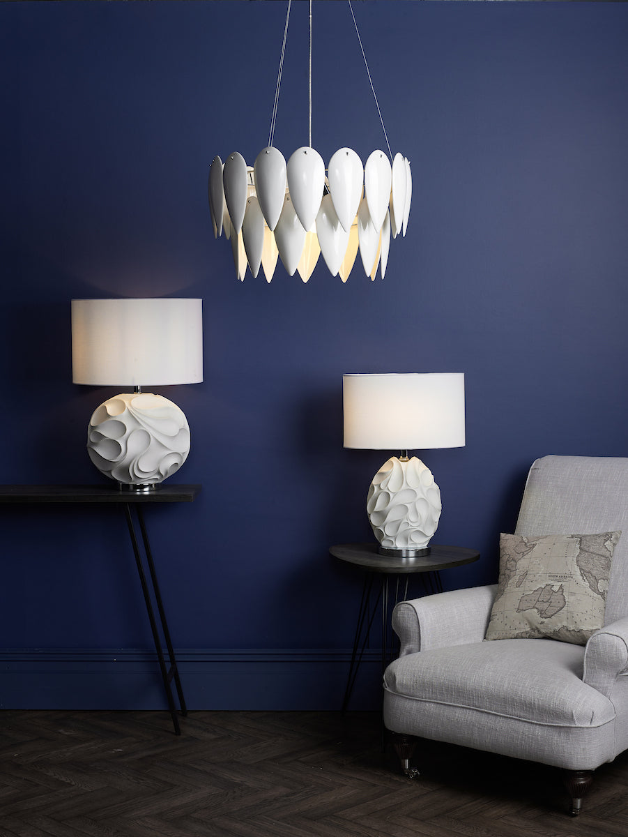 PHILLIPA 3LT PENDANT WHITE CERAMIC