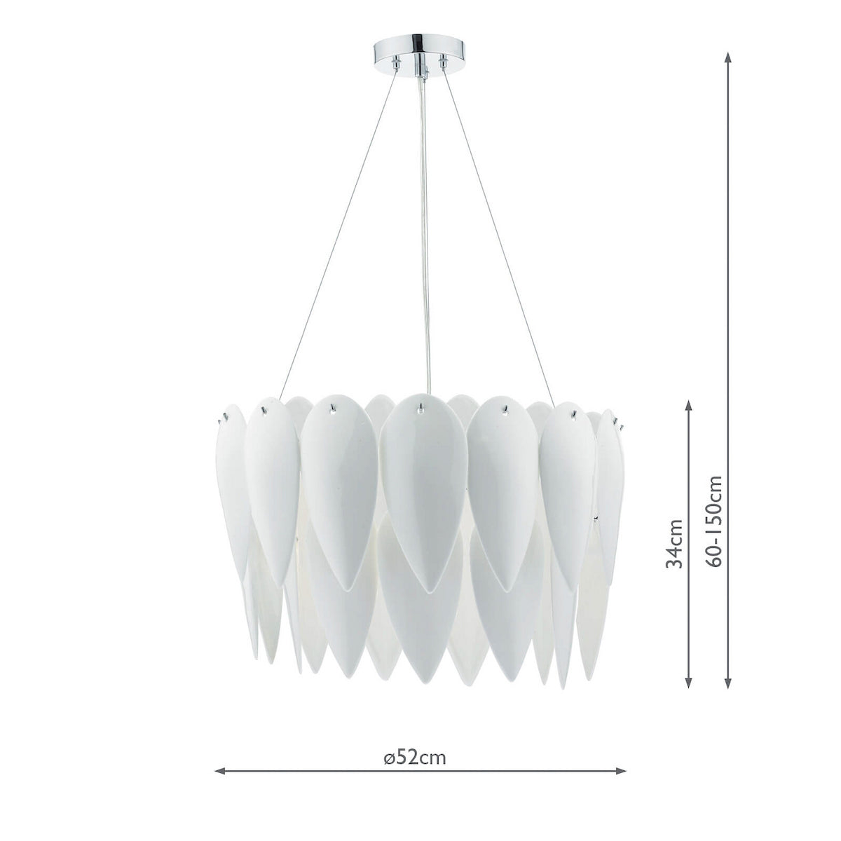 PHILLIPA 3LT PENDANT WHITE CERAMIC
