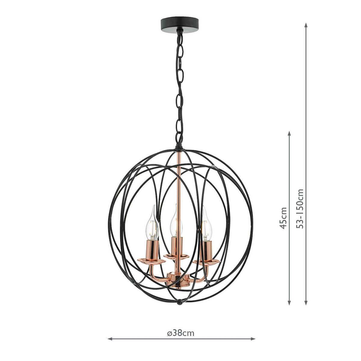 PHOENIX 3LT PENDANT BLACK/ COPPER