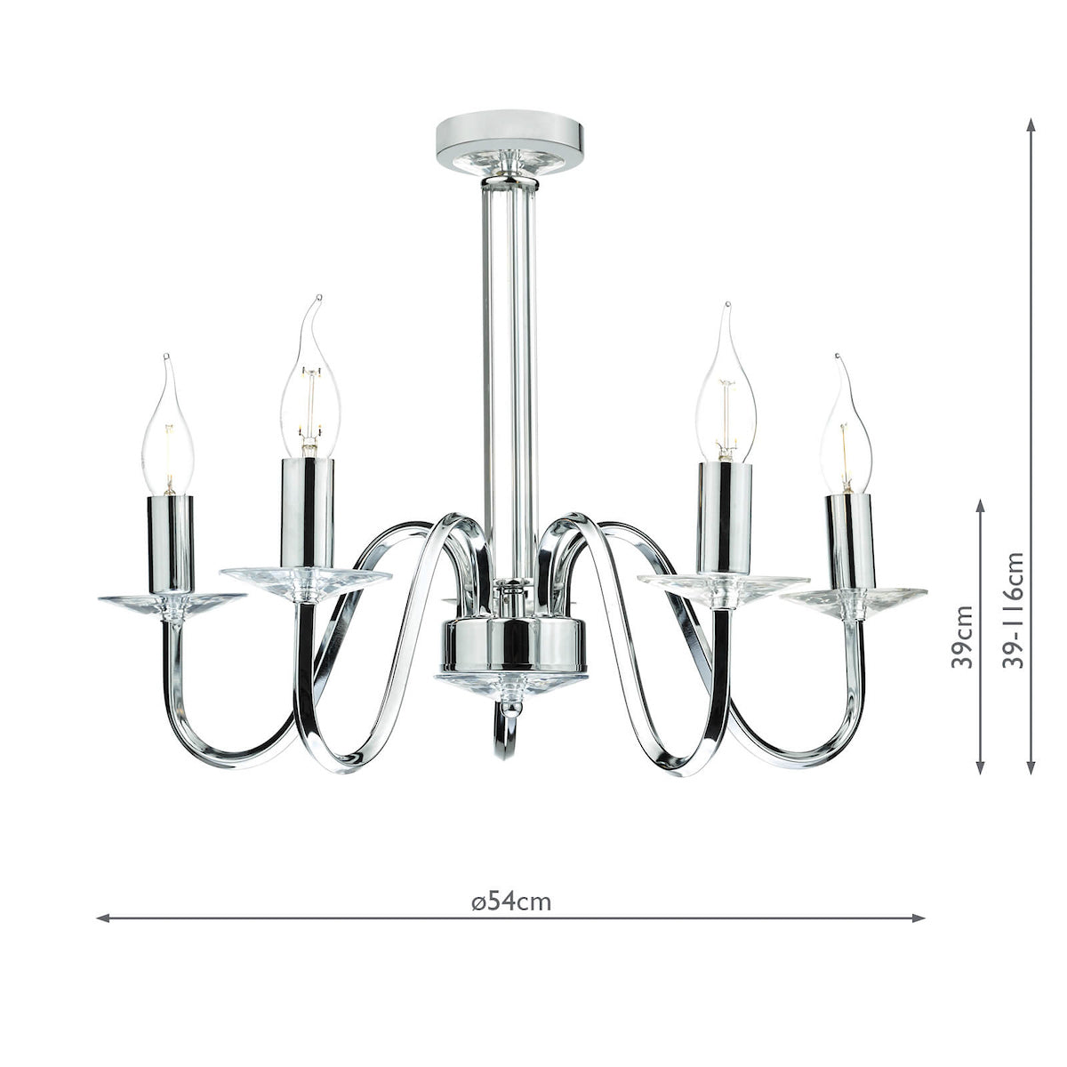 PIQUE 5LT PENDANT POL CHROME CRYSTAL