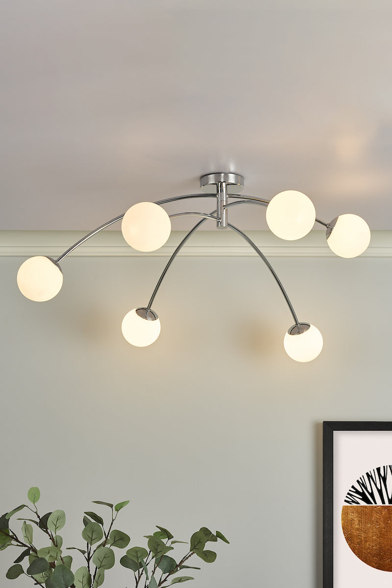 PUGLIA 6LT SEMI FLUSH ADJUSTABLE POL CHR / OPAL