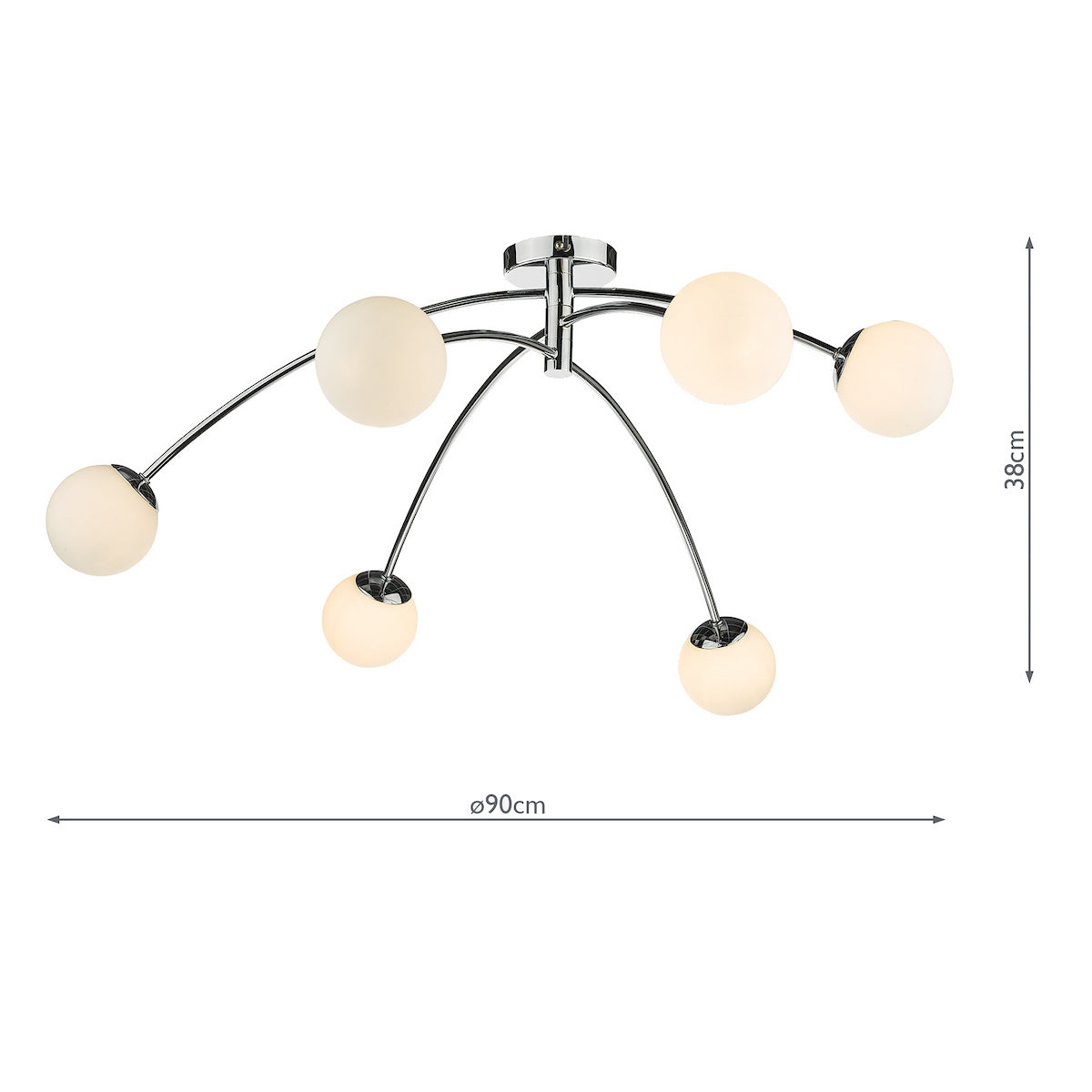 PUGLIA 6LT SEMI FLUSH ADJUSTABLE POL CHR / OPAL