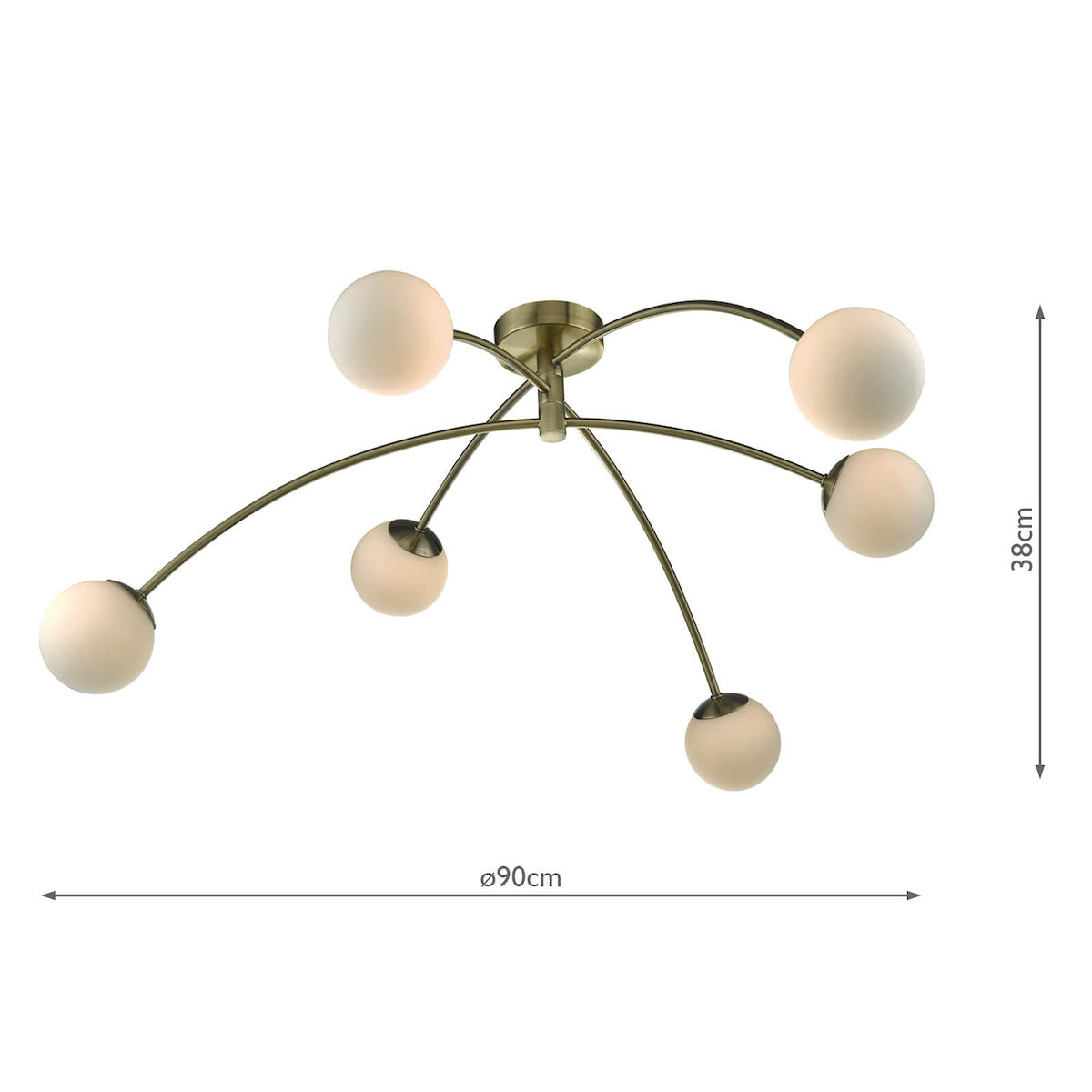 PUGLIA 6LT SEMI FLUSH ADJUSTABLE ANT BRA/ OPAL
