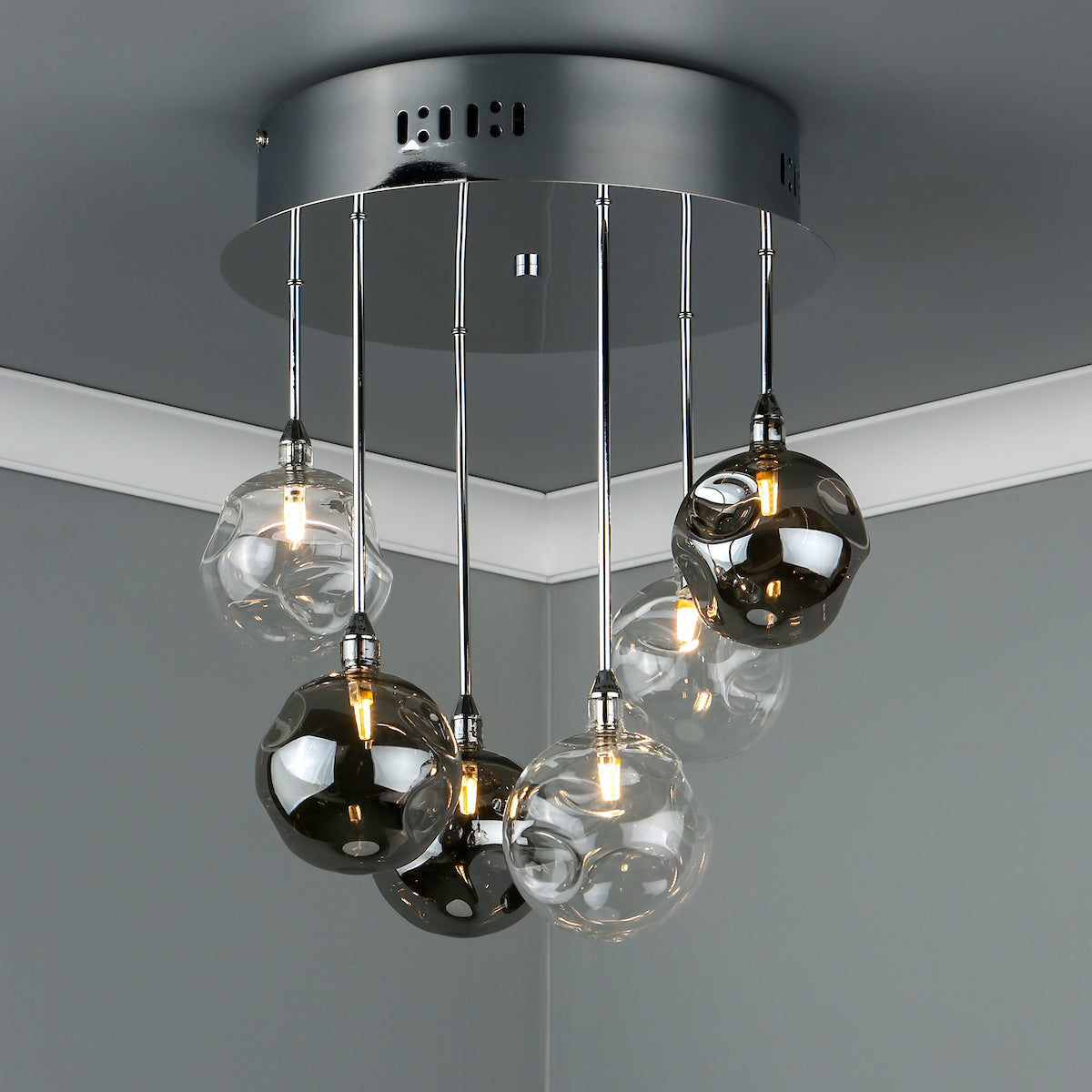 QUINN 6LT SEMI FLUSH SMOKED/ CLEAR