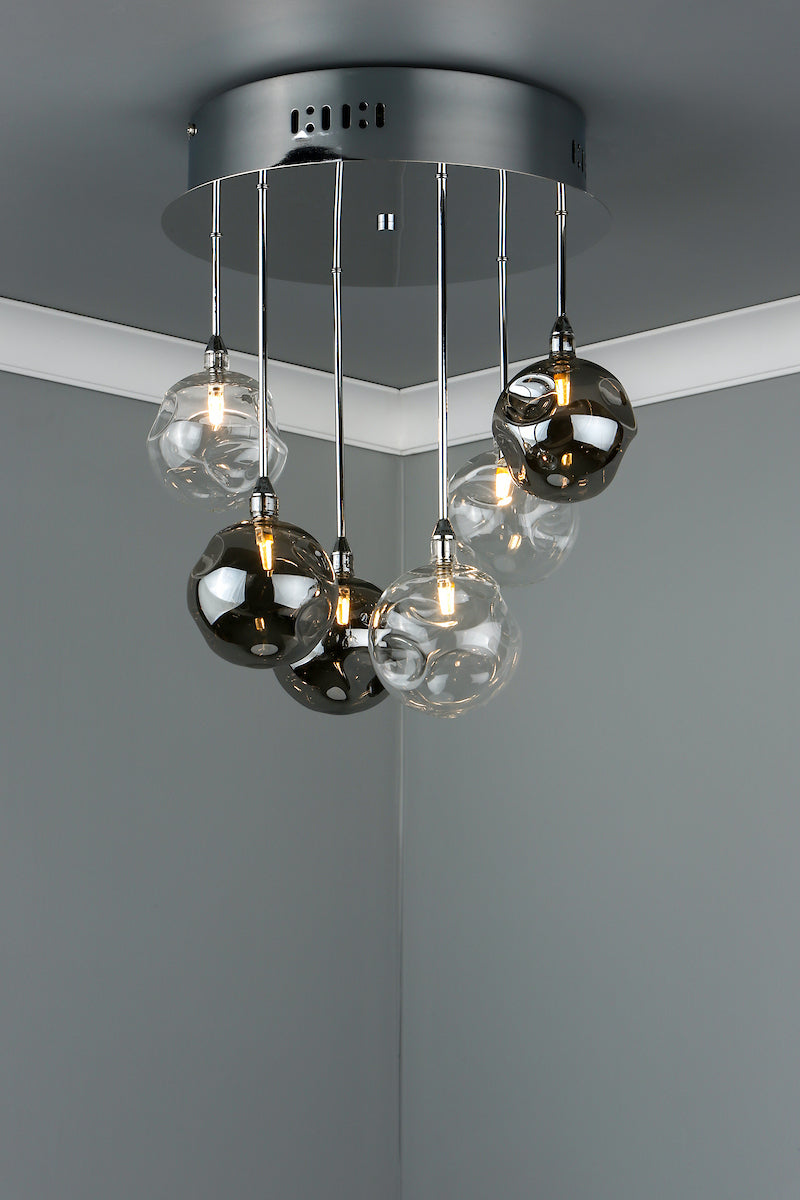 QUINN 6LT SEMI FLUSH SMOKED/ CLEAR