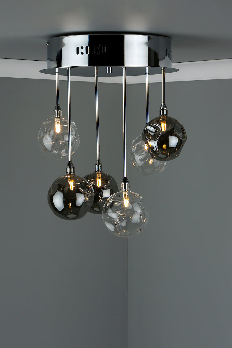 QUINN 6LT SEMI FLUSH SMOKED/ CLEAR