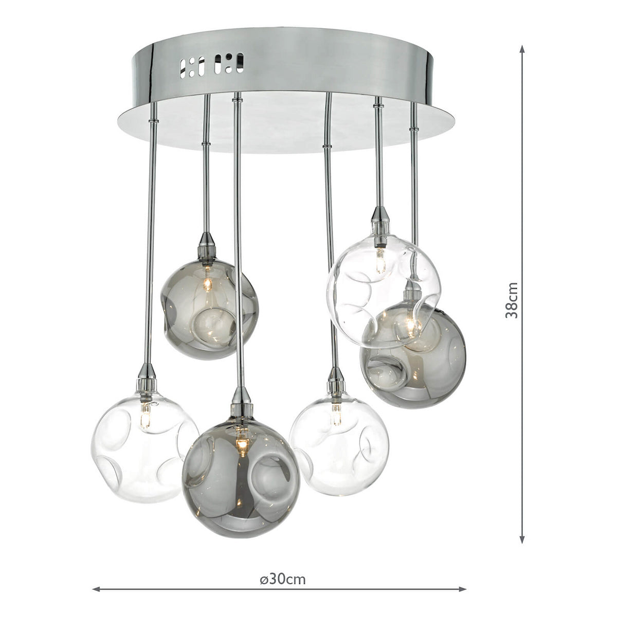 QUINN 6LT SEMI FLUSH SMOKED/ CLEAR