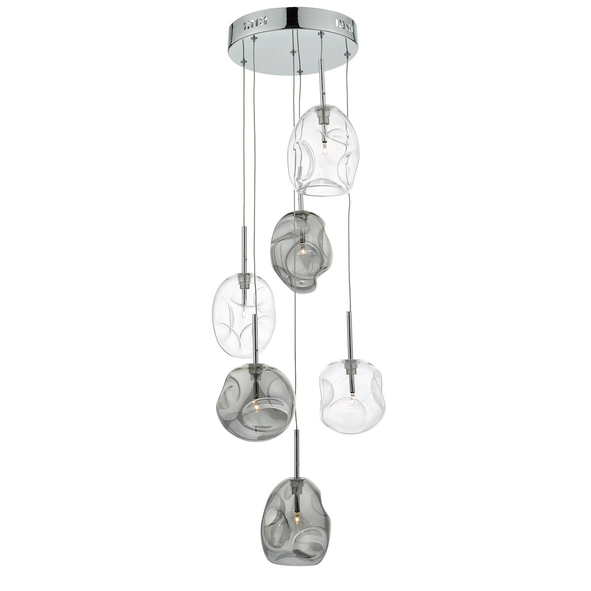 QUINN 6LT CLUSTER PENDANT SMOKED CLEAR