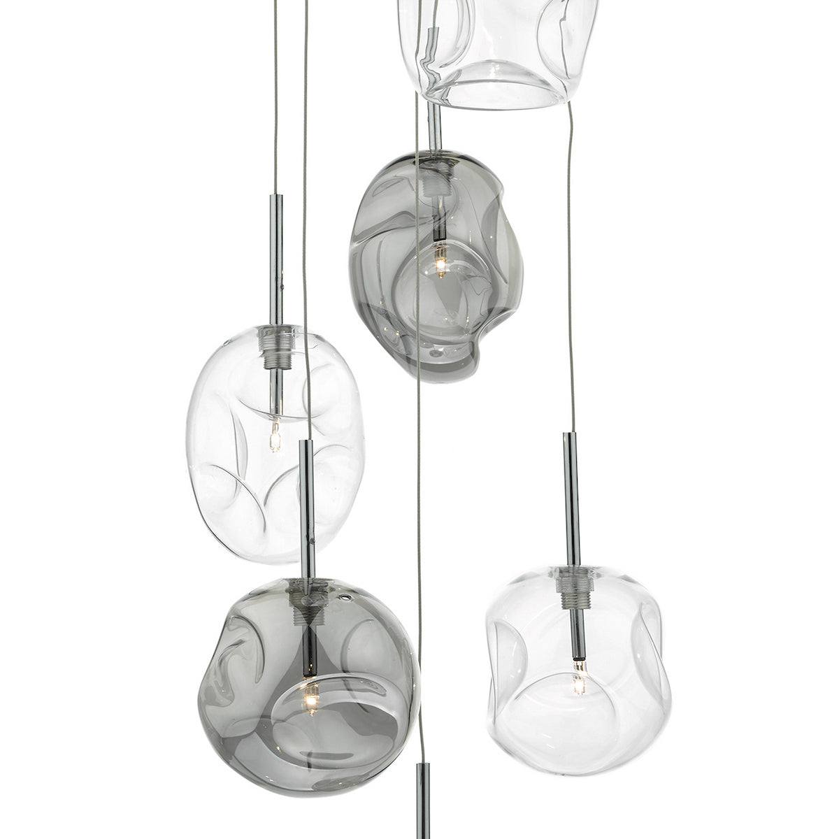 QUINN 6LT CLUSTER PENDANT SMOKED CLEAR