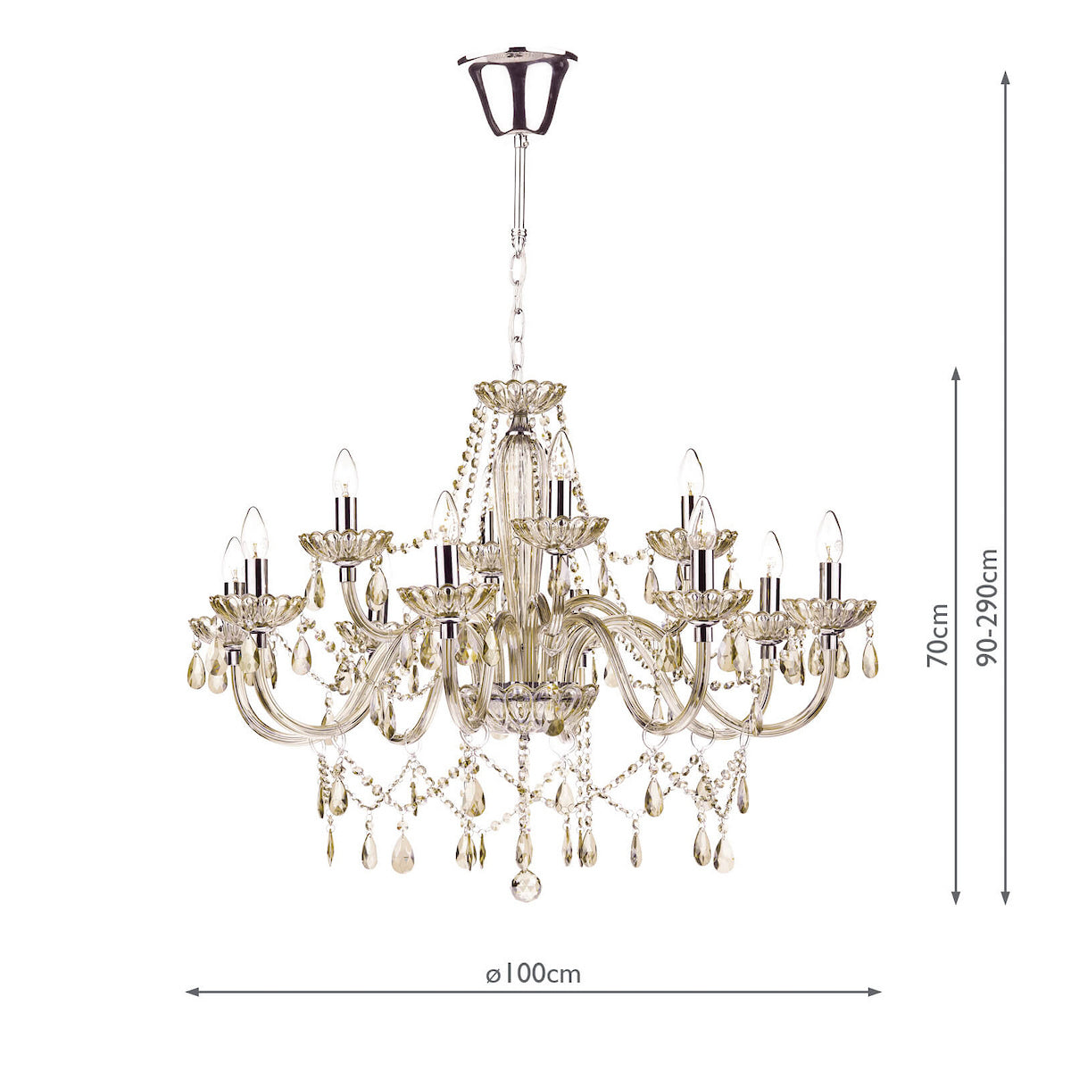 RAPHAEL 12LT CHANDELIER CHAMPAGNE CRYSTAL