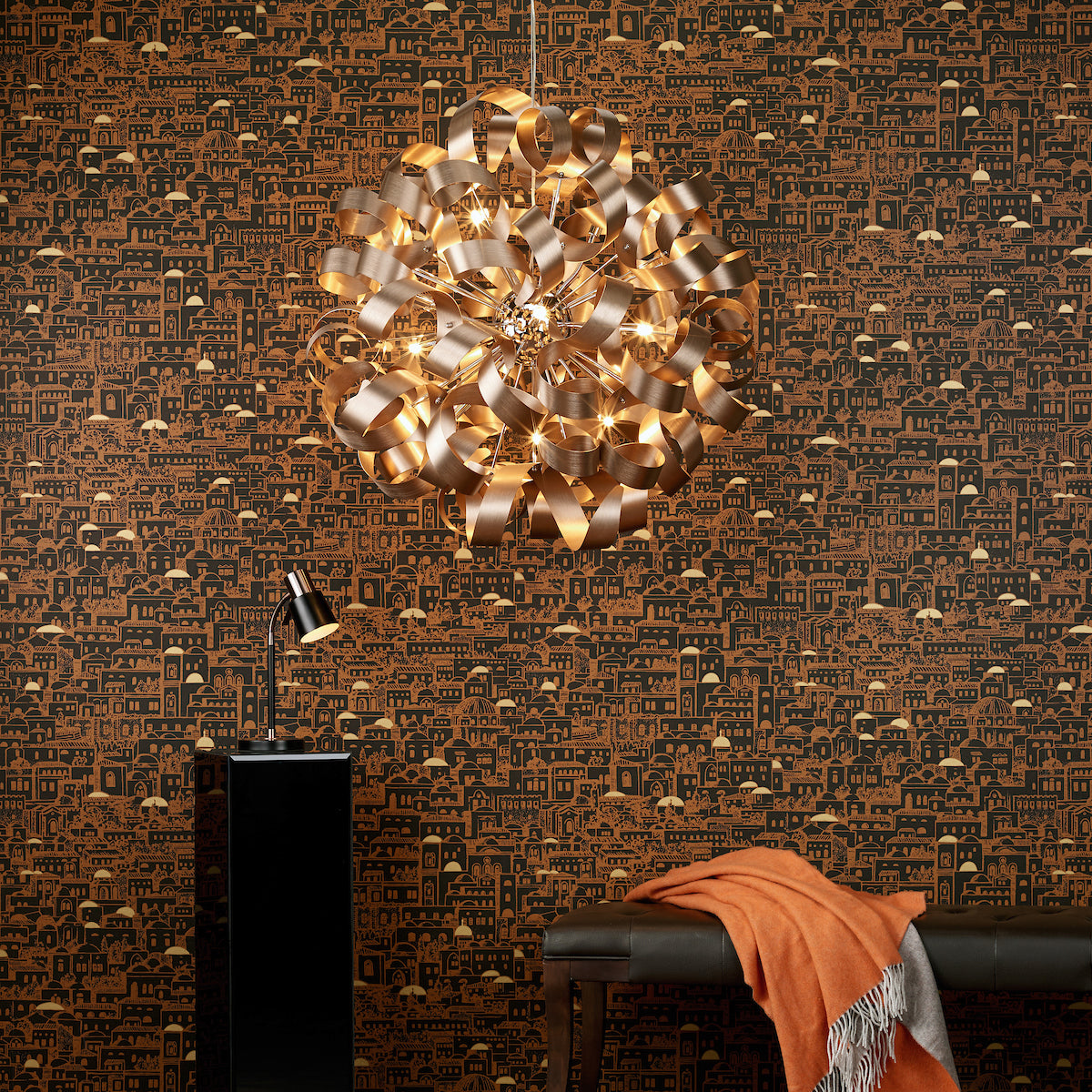 RAWLEY 12LT RIBBON PENDANT BRUSHED COPPER