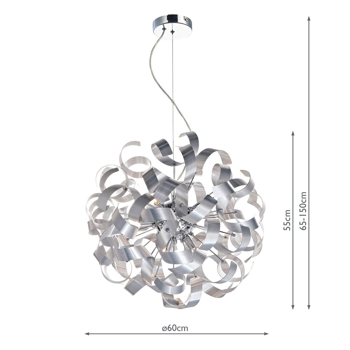 RAWLEY 9LT RIBBON PENDANT BRUSHED ALUMINIUM