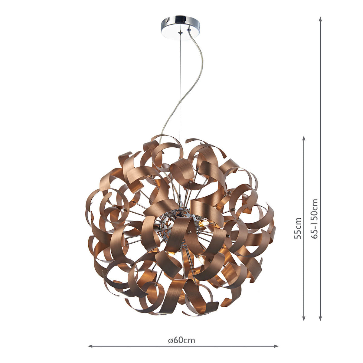 RAWLEY 9LT RIBBON PENDANT BRUSHED COPPER