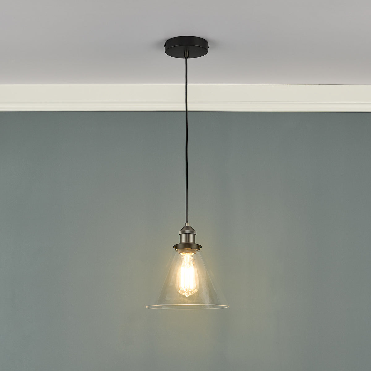 RAY 1LT PENDANT ANTIQUE NICKEL CLEAR