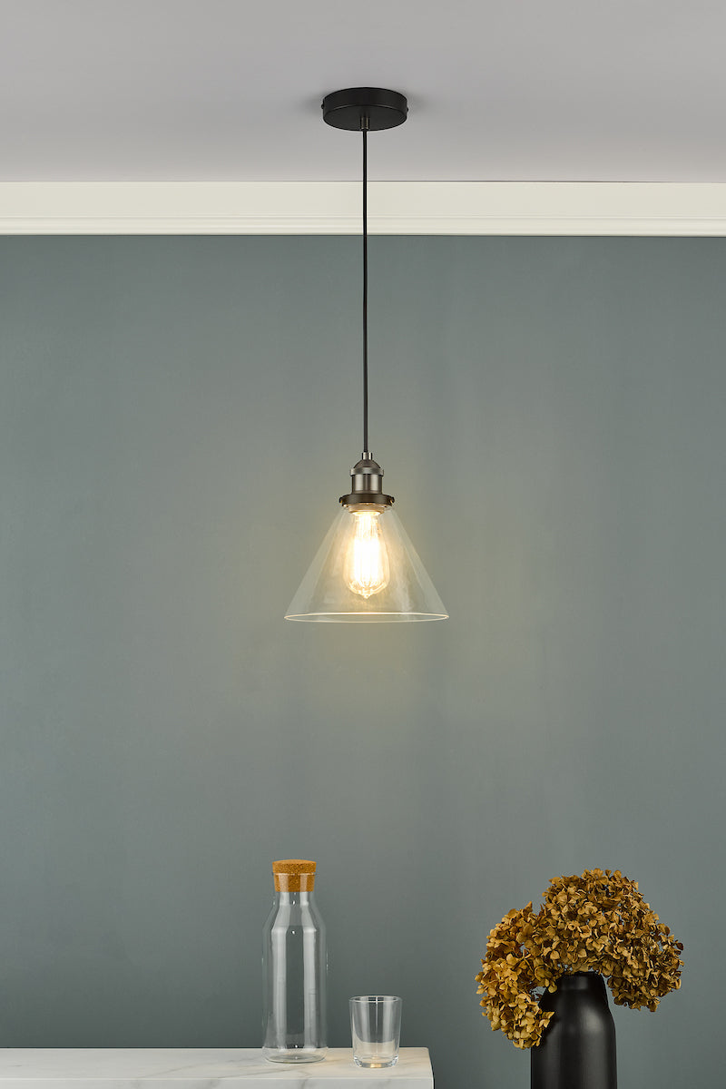 RAY 1LT PENDANT ANTIQUE NICKEL CLEAR