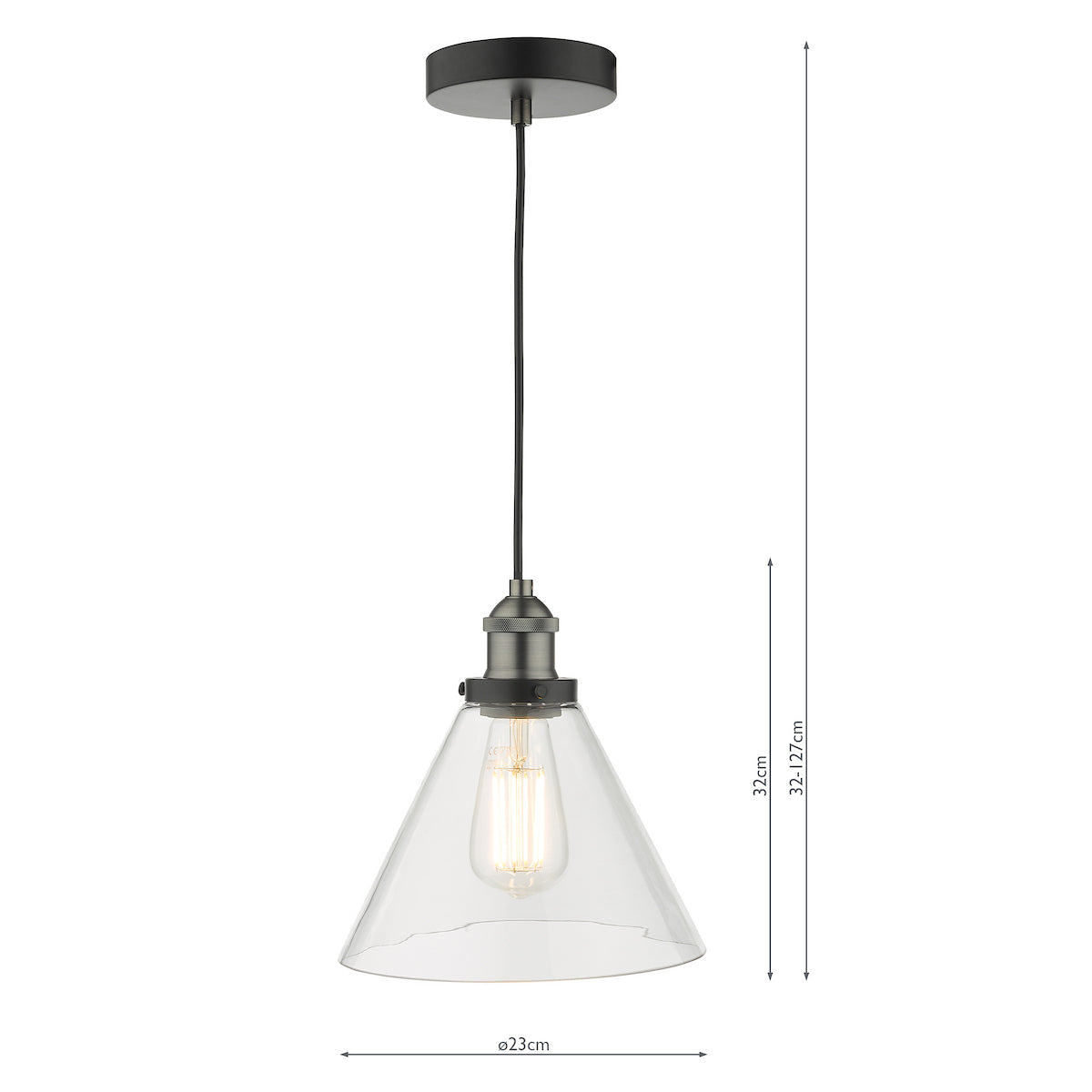RAY 1LT PENDANT ANTIQUE NICKEL CLEAR