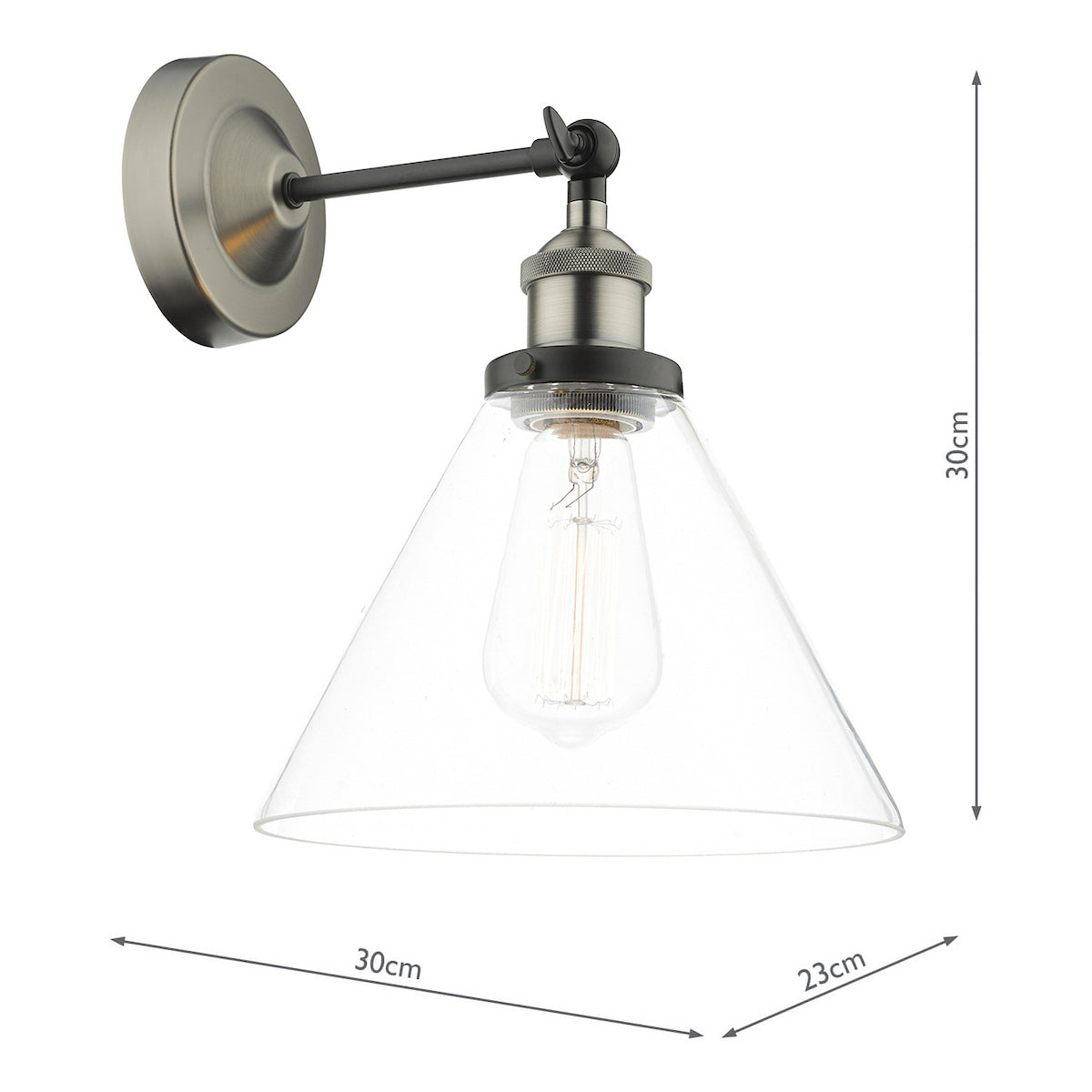 RAY 1LT WB ANTIQUE NICKEL CLEAR