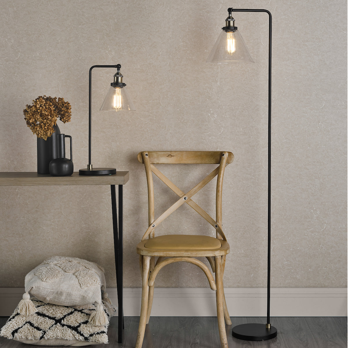 RAY 1LT FL ANTIQUE BRASS CLEAR
