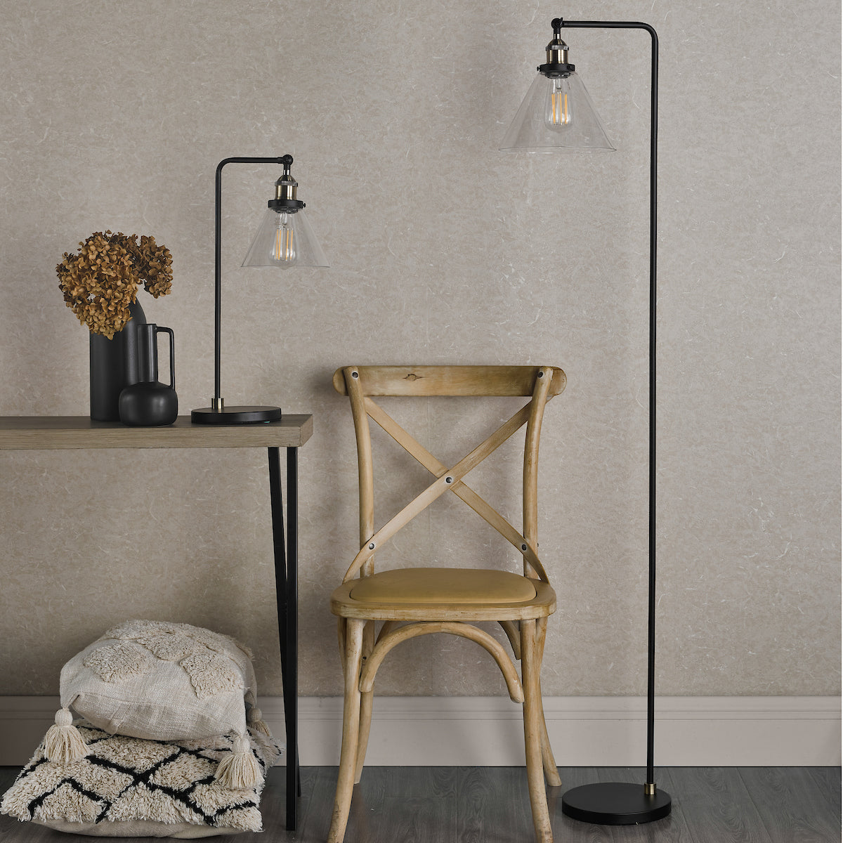RAY 1LT FL ANTIQUE BRASS CLEAR