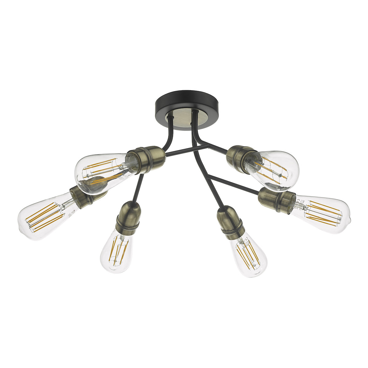 REMY 6LT SEMI FLUSH BLACK & ANT BRA
