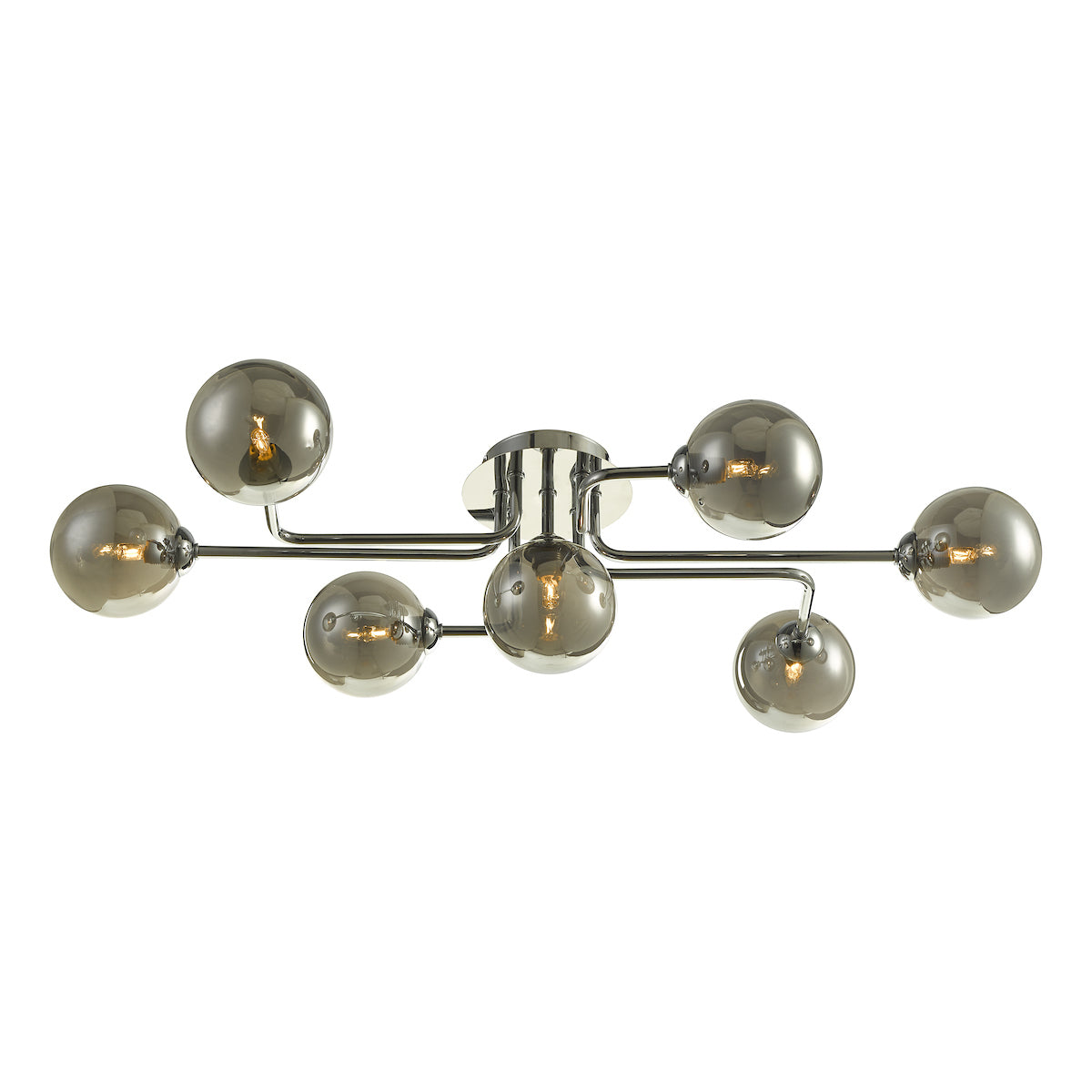 REYNA 7LT SEMI FLUSH POL CHR CW SMOKED GLS
