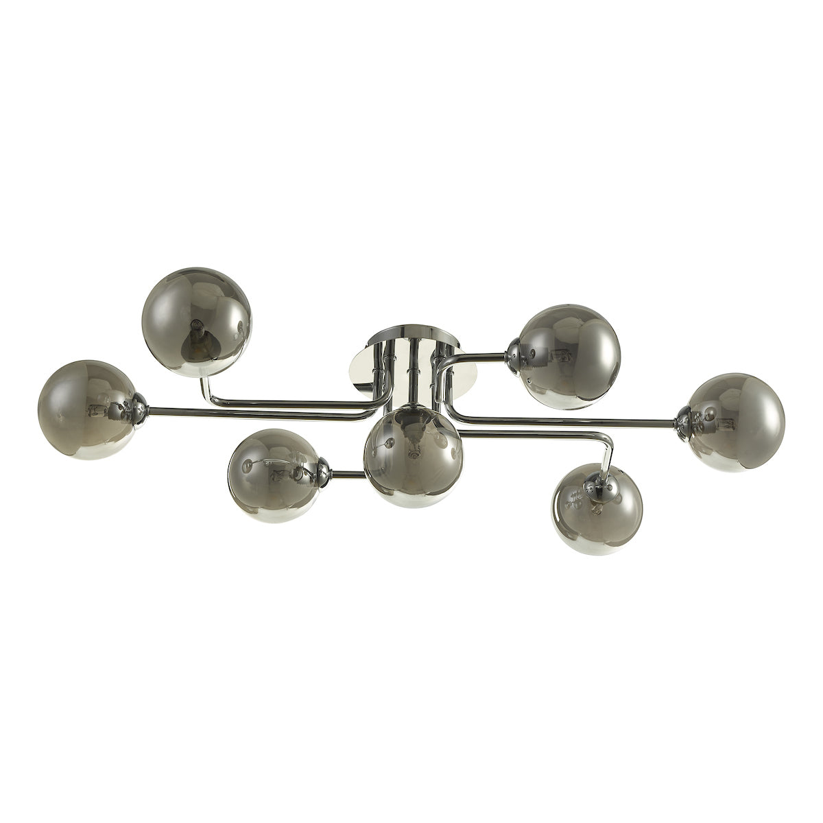 REYNA 7LT SEMI FLUSH POL CHR CW SMOKED GLS