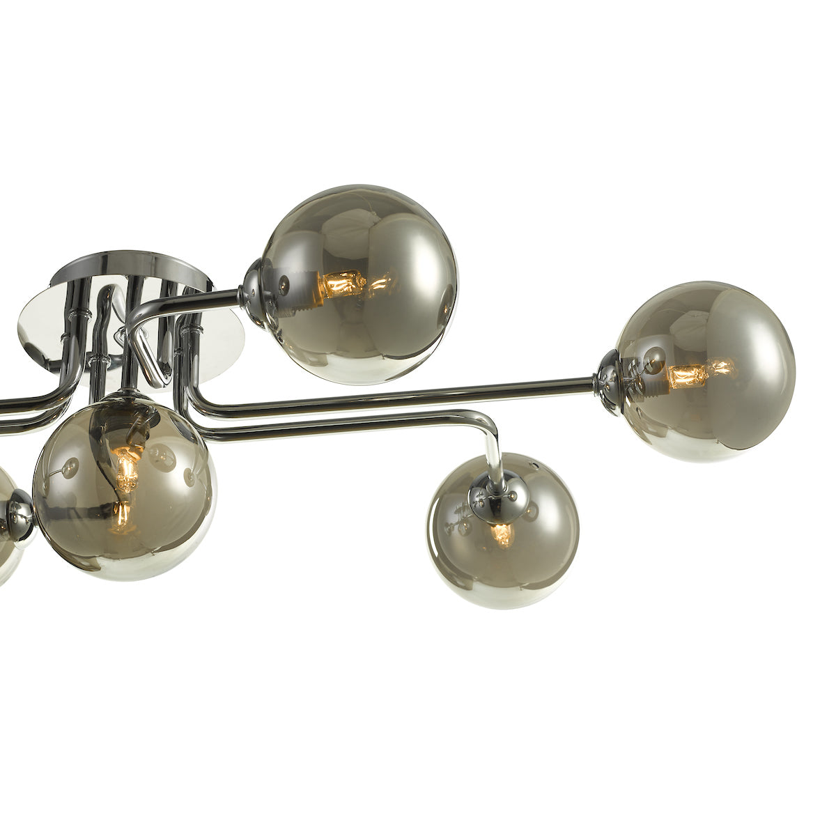 REYNA 7LT SEMI FLUSH POL CHR CW SMOKED GLS