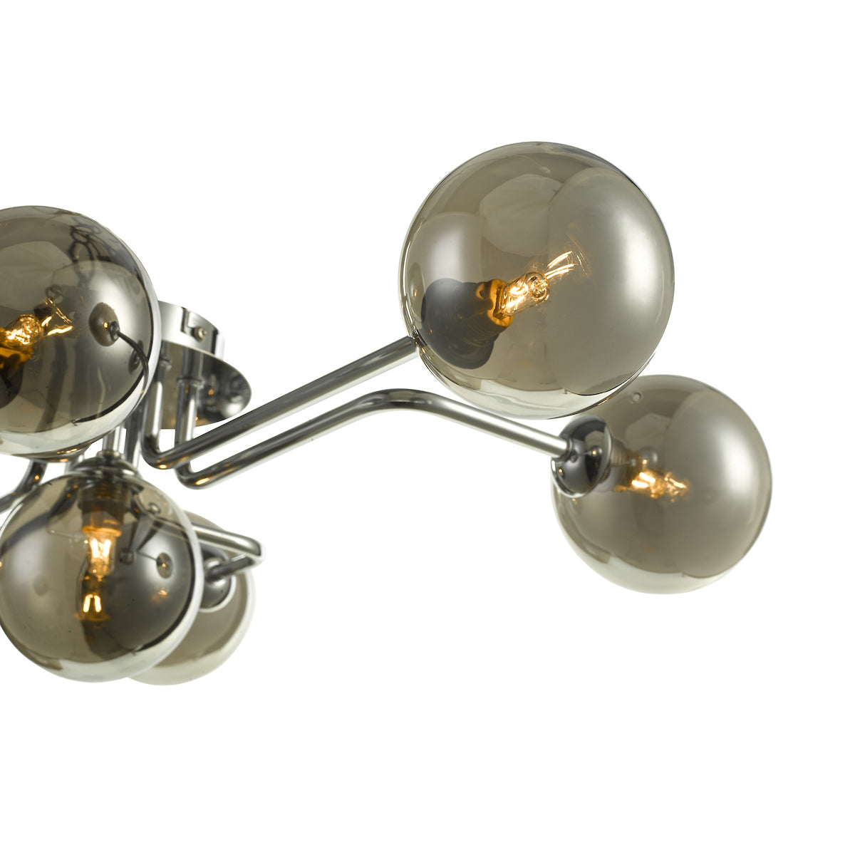 REYNA 7LT SEMI FLUSH POL CHR CW SMOKED GLS