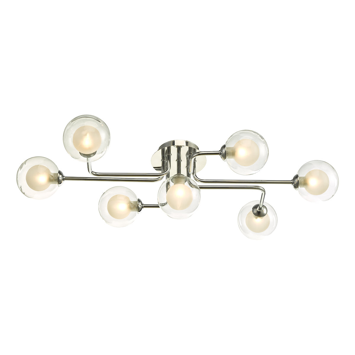 REYNA 7LT SEMI FLUSH POL CHR CW CLEAR/ OPAL GLS