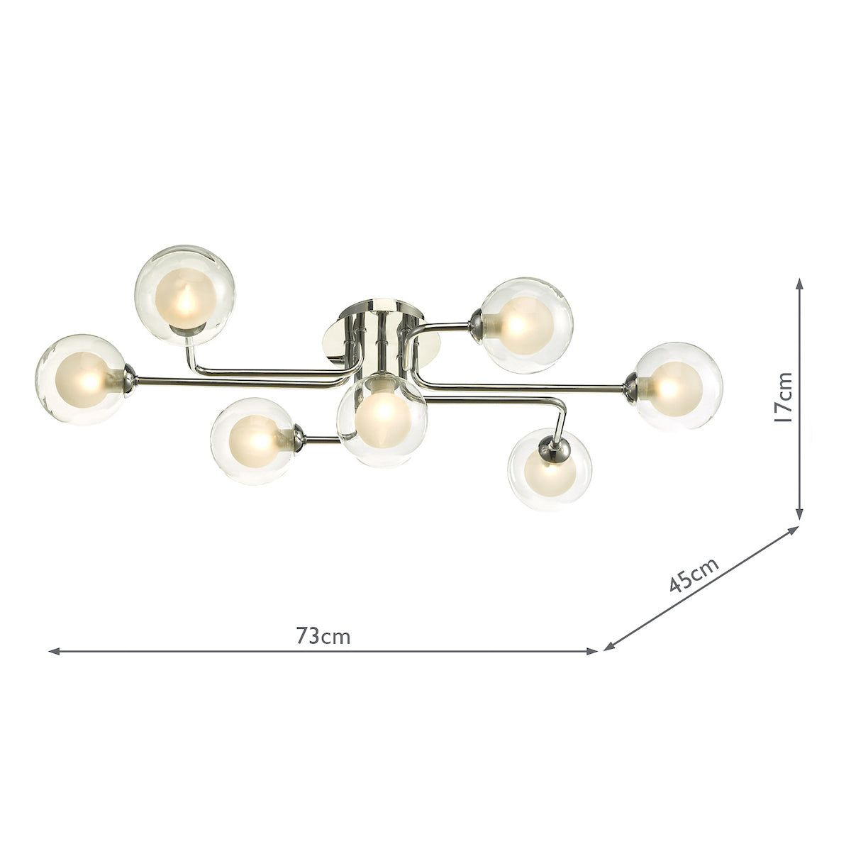 REYNA 7LT SEMI FLUSH POL CHR CW CLEAR/ OPAL GLS