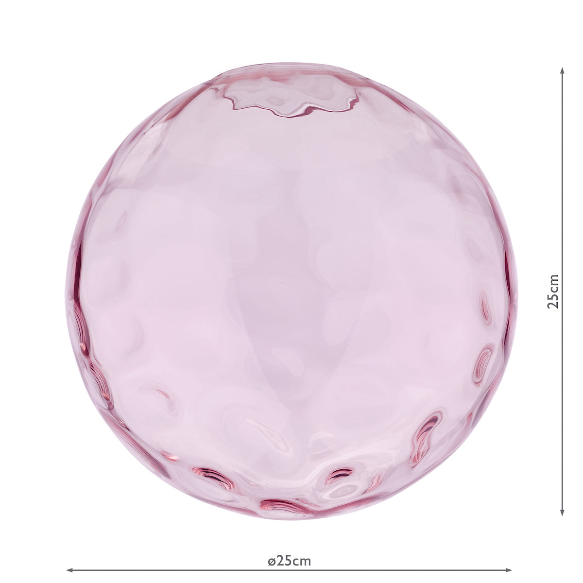 RIPPLE PINK DIMPLE GLASS 25CM