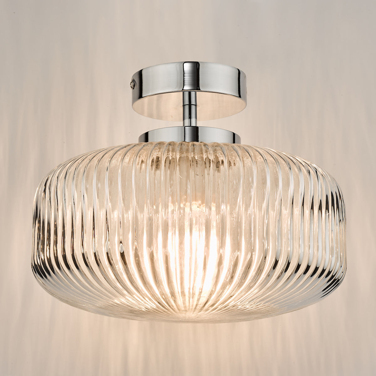 RIVA 1LT SEMI FLUSH POLISHED CHROME CLEAR GLASS IP