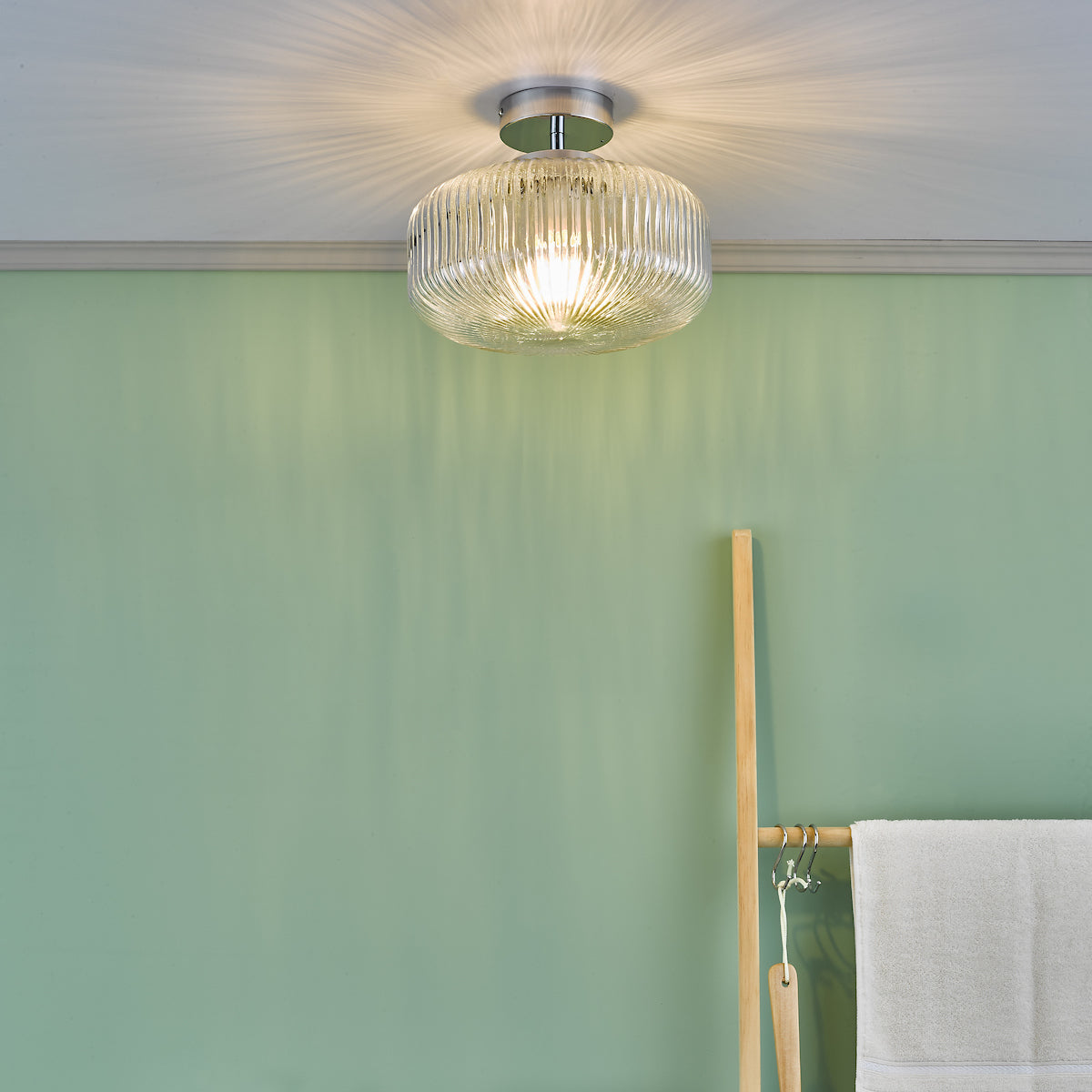 RIVA 1LT SEMI FLUSH POLISHED CHROME CLEAR GLASS IP