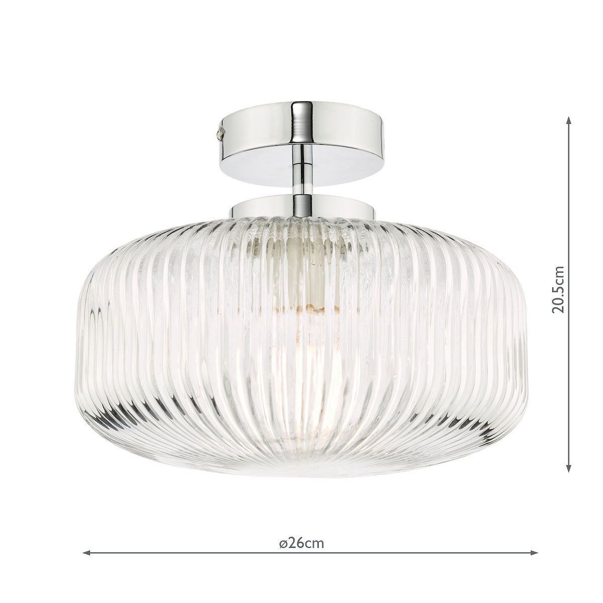 RIVA 1LT SEMI FLUSH POLISHED CHROME CLEAR GLASS IP