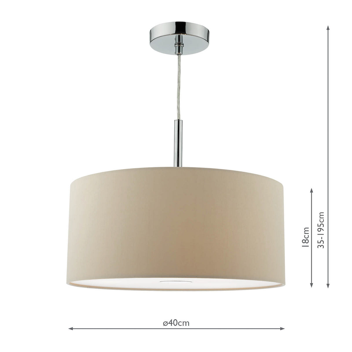 RONDA 3LT PENDANT 40CM DRUM ECRU FAUX SILK