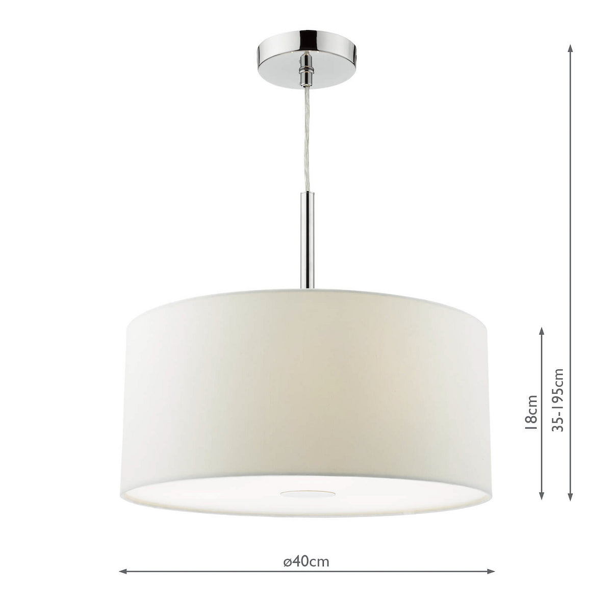 RONDA 3LT PENDANT 40CM DRUM WHITE FAUX SILK