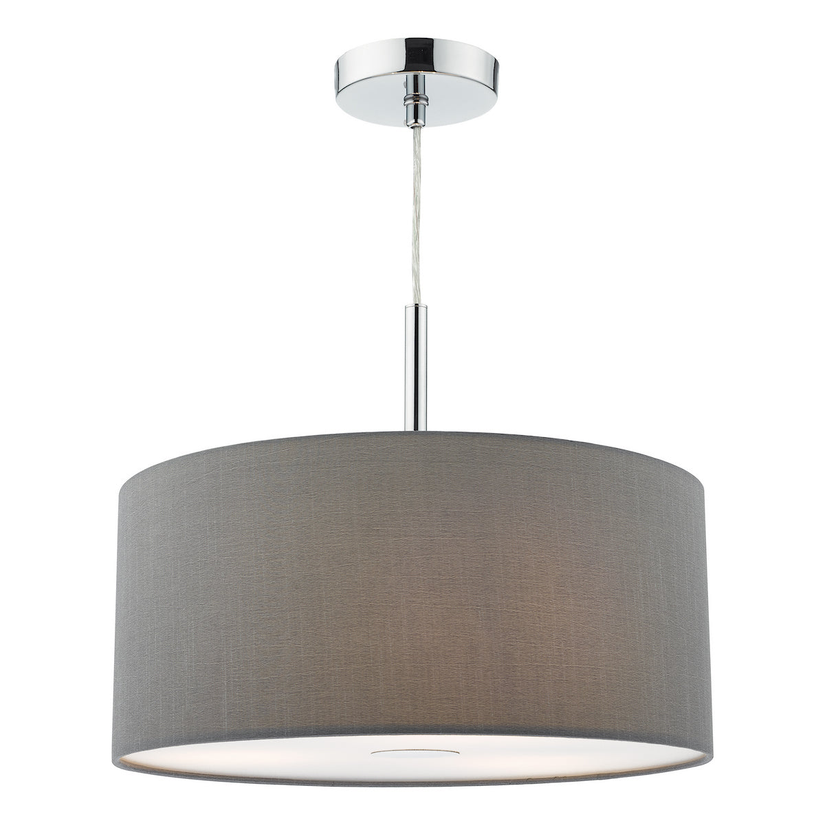 RONDA 3LT PENDANT 40CM GREY DRUM FAUX SILK