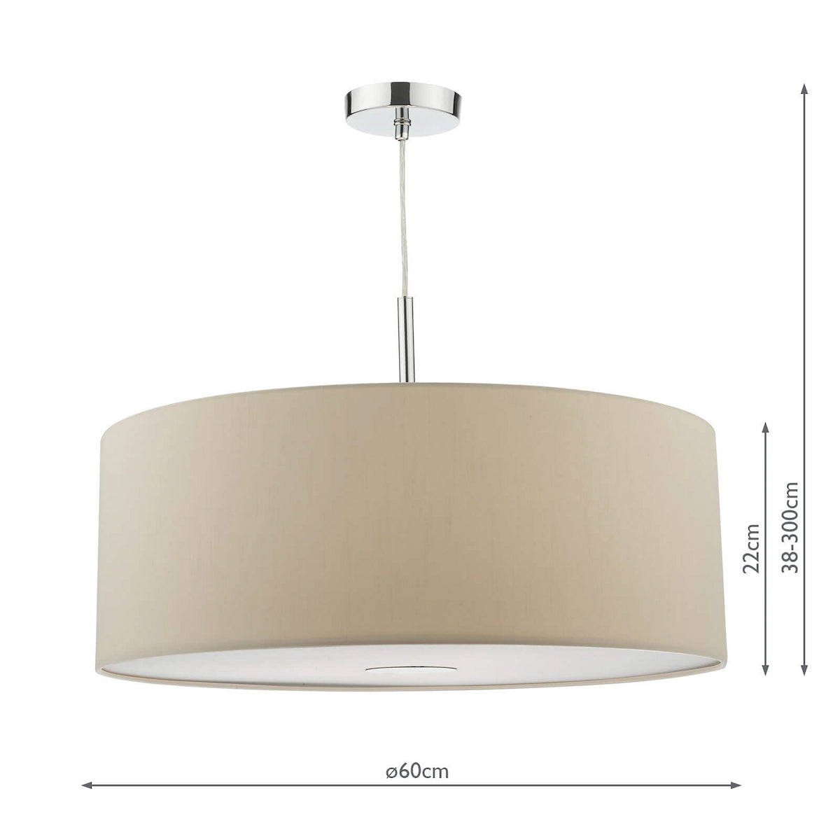RONDA 3LT PENDANT 60CM DRUM ECRU FAUX SILK