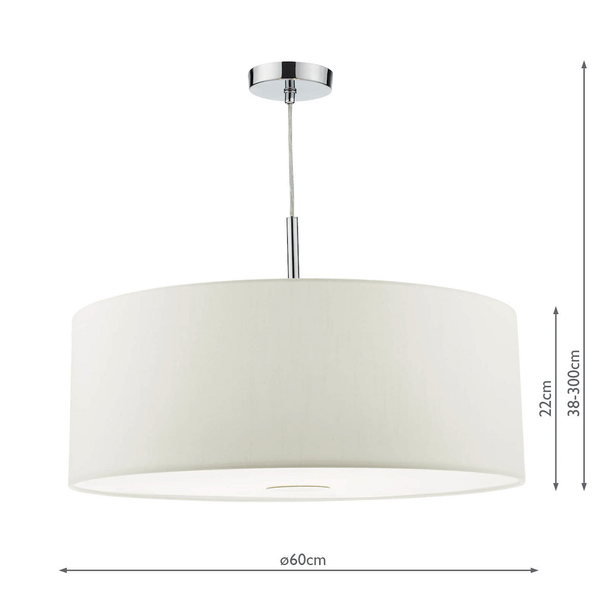 RONDA 3LT PENDANT 60CM DRUM WHITE FAUX SILK