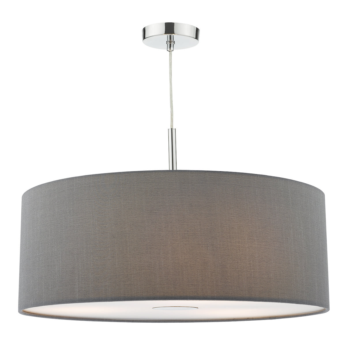RONDA 3LT PENDANT 60CM DRUM SLATE GREY FAUX SILK